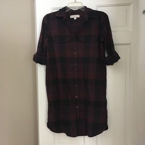 Loft Plaid Flannel Shirt Dress